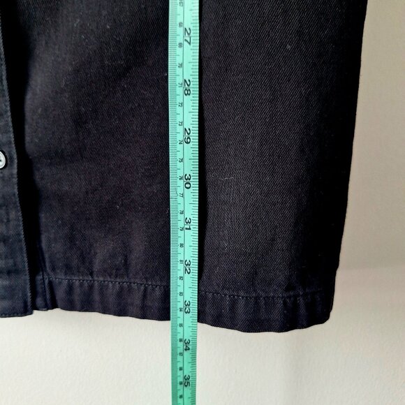 Organic Cotton Button-Down Mini Shirt Dress (Black) - Picture 4 of 4